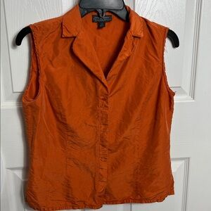 Classiques Entier Vibrant Orange 100% Silk Sleeveless Blouse 6